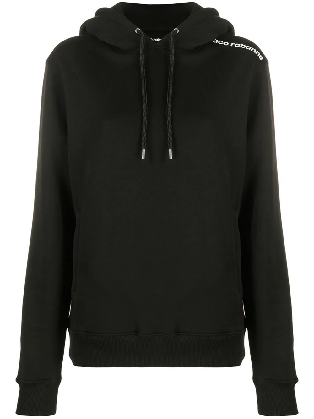 Paco Rabanne Black Hoodie with White Shoulder Logo Large